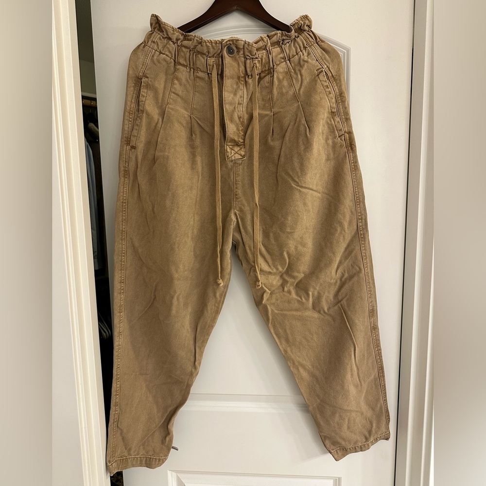 Free People Margate Pleated Trousers, Tan